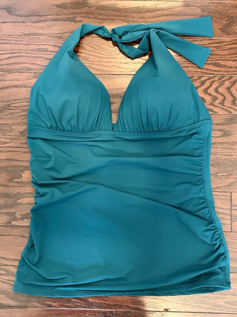 Tommy Bahama Teal Halter Tankini Swim Top Size Large Ruched